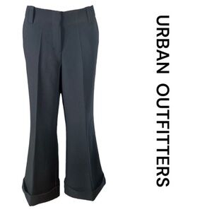 URBAN OUTFITTERS Wide Leg Cuffed Trousers, Front Pockets, Navy Blue, Size 8.